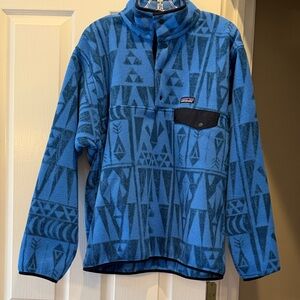 Patagonia Blue Geometric Men's Fleece Pullover